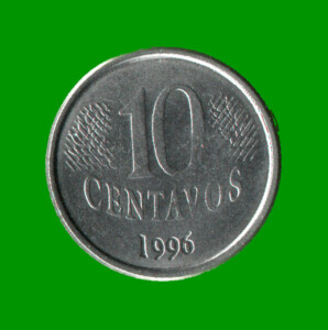 MONEDA DE BRASIL 10 CENTAVOS, AÑO 1996 ESTADO USADA.-