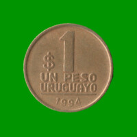 MONEDA DE URUGUAY $ 1,00 , AÑO 1994, ESTADO USADA.-