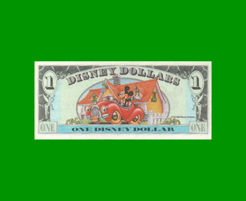 BILLETE DE EEUU DISNEY 1 DOLAR, FANTASIA, AÑO 1993, ESTADO EXCELENTE+ .- - Imagen 2