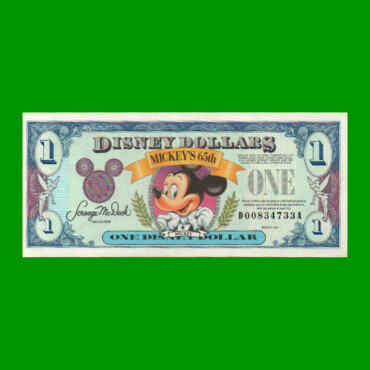 BILLETE DE EEUU DISNEY 1 DOLAR, FANTASIA, AÑO 1993, ESTADO EXCELENTE+ .-