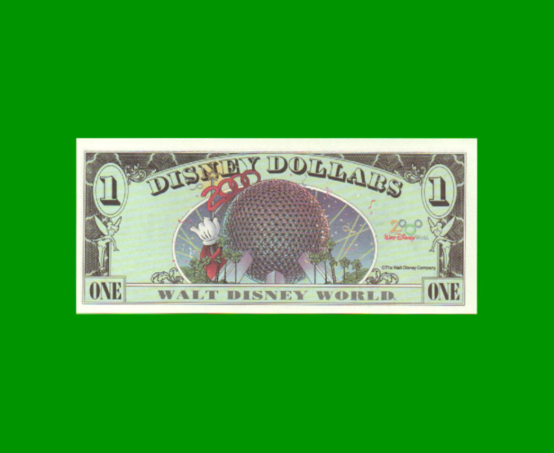 BILLETE DE EEUU DISNEY 1 DOLAR, FANTASIA, AÑO 2000, ESTADO SIN CIRCULAR.- - Imagen 2