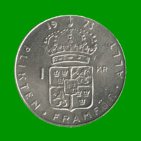 MONEDA DE SUECIA 1 CORONA, AÑO 1973, ESTADO USADA.-