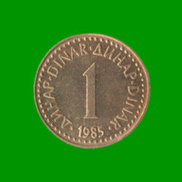 MONEDA DE YUGOSLAVIA 1 DINAR, AÑO 1985, ESTADO USADA.-