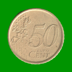 MONEDA DE ESPAÑA 50 CENTAVOS DE EURO, AÑO 1999, ESTADO USADA.-