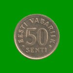 MONEDA DE ESTONIA 50 SENT, AÑO 1992, ESTADO USADA.-