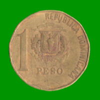 MONEDA DE REPUBLICA DOMINICA 1 PESO, AÑO 1992, ESTADO USADA.-