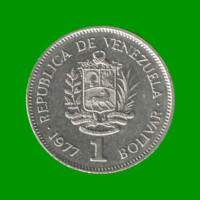 MONEDA DE VENEZUELA 1 BOLIVAR, AÑO 1977, ESTADO USADA.-