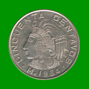 MONEDA DE MEXICO 50 CENTAVOS, AÑO 1964, ESTADO USADA.-
