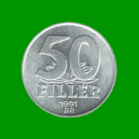 MONEDA DE HUNGRIA 50 FILLER, AÑO 1991, ESTADO USADA.-