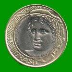 MONEDA DE BRASIL 1 REAL, BIMETALICA,  AÑO 1998 ESTADO USADA.- - Imagen 2