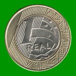 MONEDA DE BRASIL 1 REAL, BIMETALICA,  AÑO 1998 ESTADO USADA.-