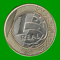 MONEDA DE BRASIL 1 REAL, BIMETALICA,  AÑO 1998 ESTADO USADA.-