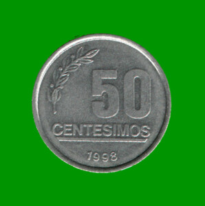 MONEDA DE URUGUAY 50 CENTECIMOS, AÑO 1998, ESTADO USADA.-
