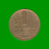 MONEDA DE URUGUAY $ 1,00 , AÑO 1998, ESTADO USADA.-