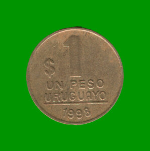 MONEDA DE URUGUAY $ 1,00 , AÑO 1998, ESTADO USADA.-