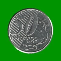 MONEDA DE BRASIL 50 CENTAVOS, AÑO 2002 ESTADO USADA.-