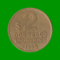 MONEDA DE URUGUAY $ 2,00 , AÑO 1998, ESTADO USADA.-