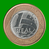 MONEDA DE BRASIL 1 REAL, BIMETALICA, AÑO 2006, ESTADO USADA.-