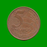 MONEDA DE BRASIL 5 CENTAVOS, AÑO 2007, ESTADO USADA.-