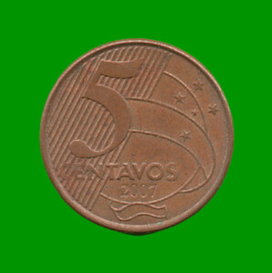 MONEDA DE BRASIL 5 CENTAVOS, AÑO 2007, ESTADO USADA.-