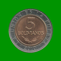 MONEDA DE BOLIVIA 5 BOLIVIANOS, BIMETALICA, AÑO 2010, ESTADO NUEVA.-