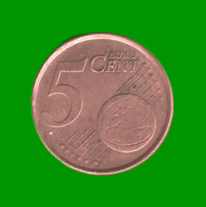 MONEDA DE ESPAÑA 5 CENTAVOS DE EURO, AÑO 2000, ESTADO USADA.-