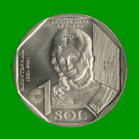 MONEDA DE PERU 1 SOL, AÑO 2020, CONMEMORATIVA, BRIGIDA SILVA DE OCHOA, ESTADO NUEVA.-