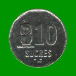MONEDA DE ECUADOR 10 SUCRES, AÑO 1991, ESTADO USADA.-