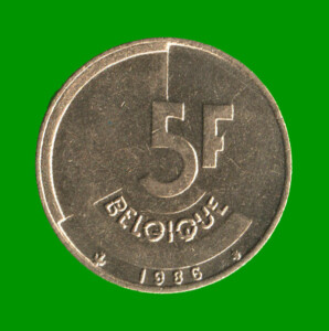 MONEDA DE BELGICA 5 FRANCO, AÑO 1986, ESTADO USADA.-