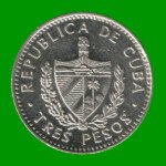 MONEDA DE CUBA 3 PESOS, CHE GUEVARA, AÑO 1995, ESTADO USADA.-