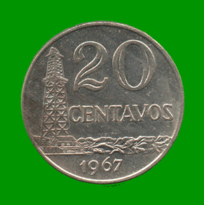 MONEDA DE BRASIL 20 CENTAVOS, AÑO 1967, ESTADO USADA.-
