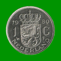 MONEDA DE HOLANDA 1 GULDEN, AÑO 1980, ESTADO USADA.-