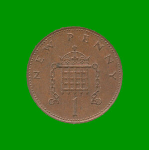 MONEDA DE REINO UNIDO 1 NUEVO PENIQUE, AÑO 1971, ESTADO USADA.-