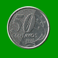 MONEDA DE BRASIL 50 CENTAVOS, AÑO 2007, ESTADO USADA.-