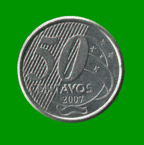 MONEDA DE BRASIL 50 CENTAVOS, AÑO 2007, ESTADO USADA.-
