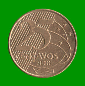 MONEDA DE BRASIL 25 CENTAVOS, AÑO 2008, ESTADO USADA.-