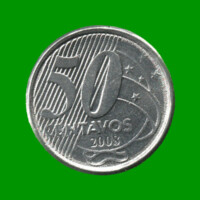 MONEDA DE BRASIL 50 CENTAVOS, AÑO 2008, ESTADO USADA.-