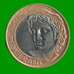MONEDA DE BRASIL 1 REAL, BIMETALICA, AÑO 2008, ESTADO USADA.- - Imagen 2