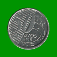 MONEDA DE BRASIL 50 CENTAVOS, AÑO 2010, ESTADO USADA.-