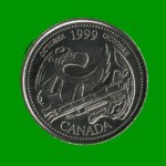 MONEDA DE CANADA 25 CENTAVOS, AÑO 1999, CONMEMORATIVA, ANIMAL ESTILIZADO, ESTADO NUEVA.-