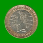 MONEDA DE VENEZUELA 1 BOLIVAR, BIMETALICA, AÑO 2007, ESTADO USADA.- - Imagen 2