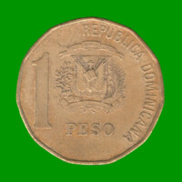 MONEDA DE REPUBLICA DOMINICA 1 PESO, AÑO 1997, ESTADO USADA.-