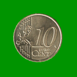 MONEDA DE ESPAÑA 10 CENTAVOS DE EURO, AÑO 2008, ESTADO USADA.-