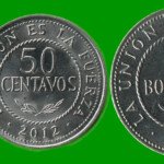 BOLIVIA SET DE CINCO MONEDAS 10, 20 Y 50 CENTAVOS Y 1, 2 BOLIVIANOS, AÑO 2012, ESTADO NUEVAS.-