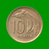 MONEDA DE URUGUAY $ 10,00 , AÑO 1968, ESTADO USADA.-