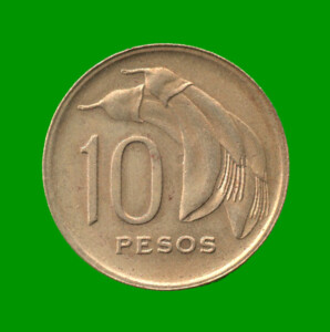 MONEDA DE URUGUAY $ 10,00 , AÑO 1968, ESTADO USADA.-