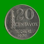MONEDA DE BRASIL 20 CENTAVOS, AÑO 1970, ESTADO USADA.-