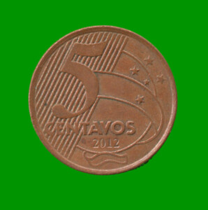 MONEDA DE BRASIL 5 CENTAVOS, AÑO 2012, ESTADO USADA.-