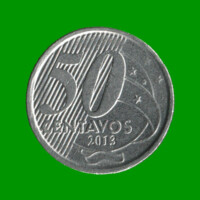 MONEDA DE BRASIL 50 CENTAVOS, AÑO 2013, ESTADO USADA.-