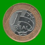 MONEDA DE BRASIL 1 REAL, BIMETALICA, AÑO 2013, ESTADO USADA.-